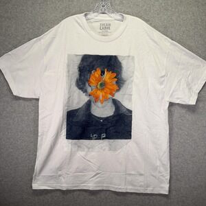 The Kid Laroi Shirt Mens 2XL White Graphic Tee Flower Face 100% Cotton Music